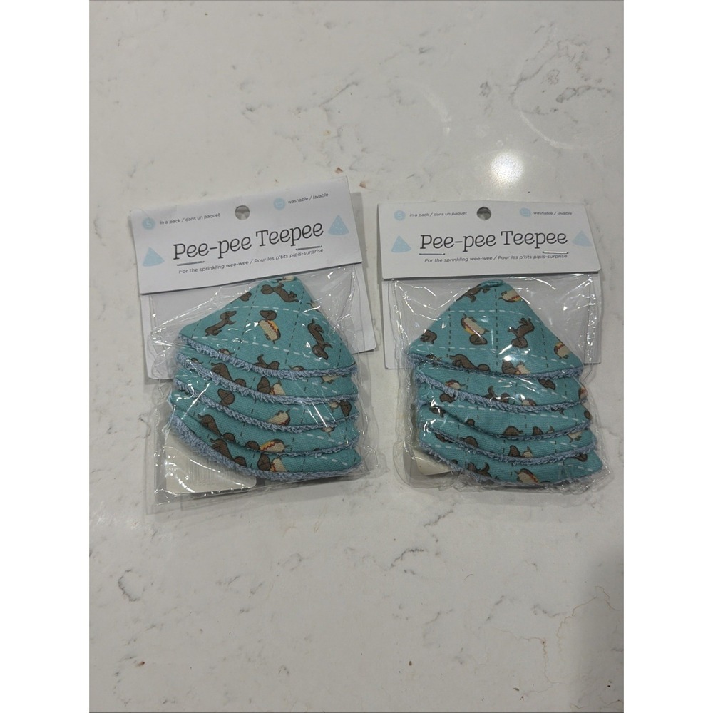 Beba Bean Pee-Pee Teepee Washable weener dog Design Baby Blue 5 Pack Sealed 2